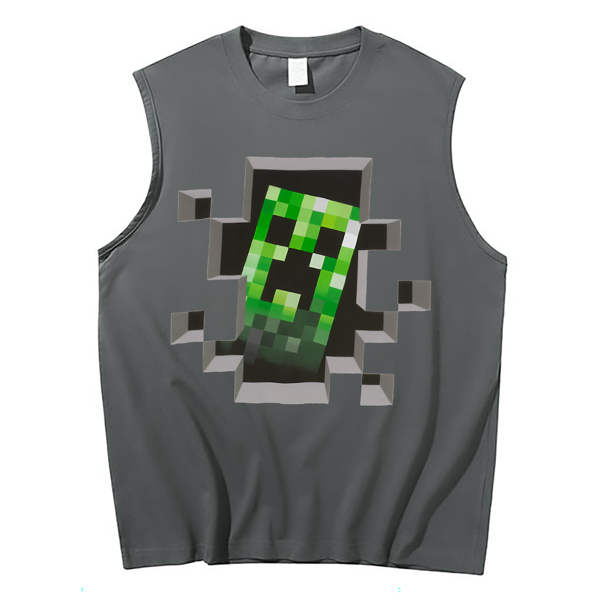 （画像用） マインクラフト ブロックの世界 Minecraft MC Block world コットン100％タンクトップ（フロントプリント）